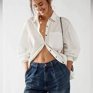 We The Free Happy Hour Minimalist 100% Cotton Oversized Button Down M